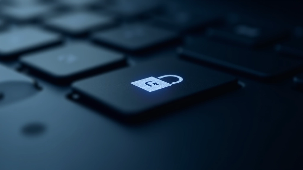 Teclado de computador com destaque numa tecla com símbolo de cadeado, representando segurança de palavra-passe